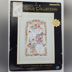 Dimension Gold Collection Tiny Little Treasure Birth Record Cross Stitch Kit NOS